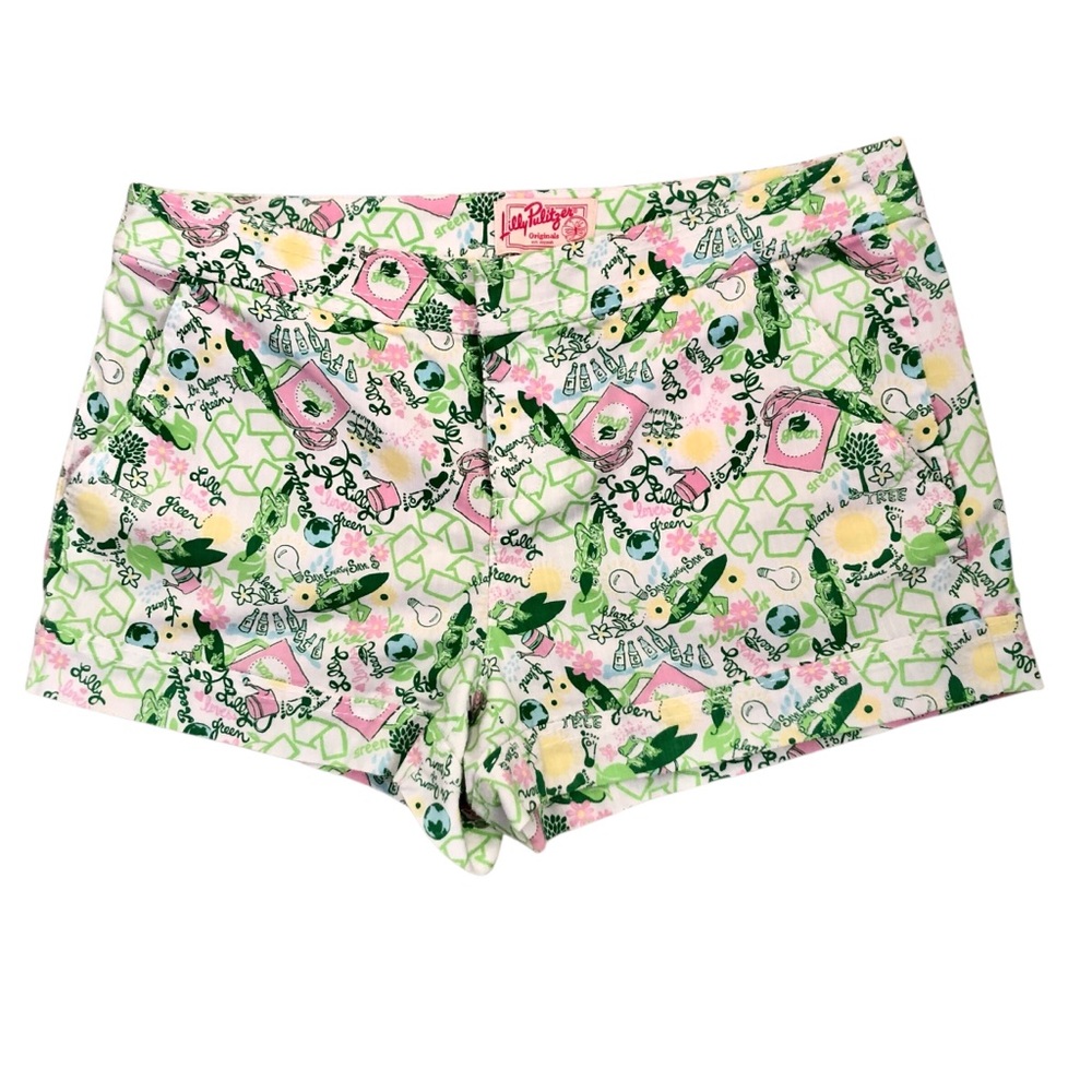 Vintage Lilly Pulitzer Originals Queen of Green Print Shorts Sz 8 Preppy Summer